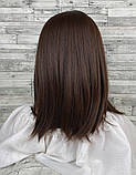 Перука каре з проділом коричневий без чубчика 42см 7JHH, фото 4