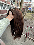 Перука каре з проділом коричневий без чубчика 42см 7JHH, фото 3