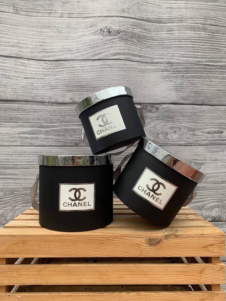 Коробка подарункова кругла Chanel. Набір з 3-х штук. Колір чорний