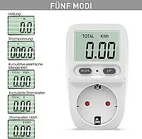 Лічильник енергії, лічильник потужності з РК-екраном, захистом від перевантаження, максимальною потужністю 3680 Вт