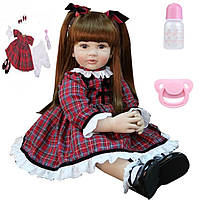 Реалистичная коллекционная кукла Реборн Reborn 60 см мягконабивная, Катюша в наборе с соской и бутылочкой