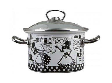 Каструля емальована 2,0л циліндрична KItchen з нержавіючої обідком (I83110) ТМ IDILIA FG