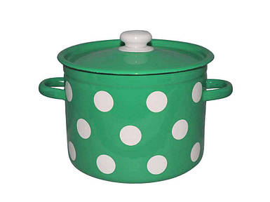 Каструля емальована 2,0л/4 циліндрична Білий горох (смарагдовий) (I1610/4) ТМ IDILIA FG