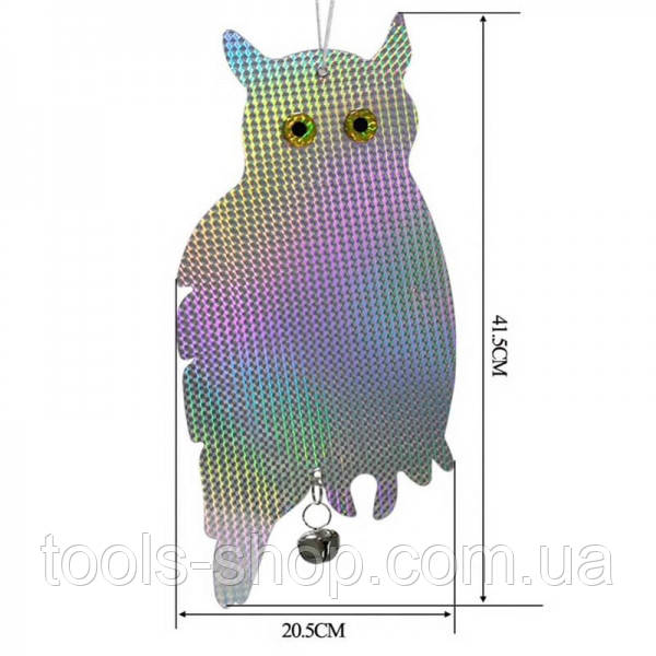 Візуальний відлякувач птахів сова голографічна для городу та саду, 415 х 205 мм, фото 1