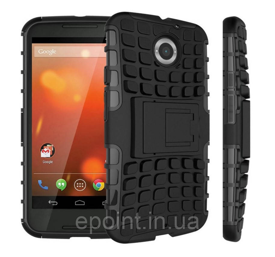 Чохол 2 в 1, бампер накладка для Motorola MOTO X2, основа та протектор/підставка чорного кольору