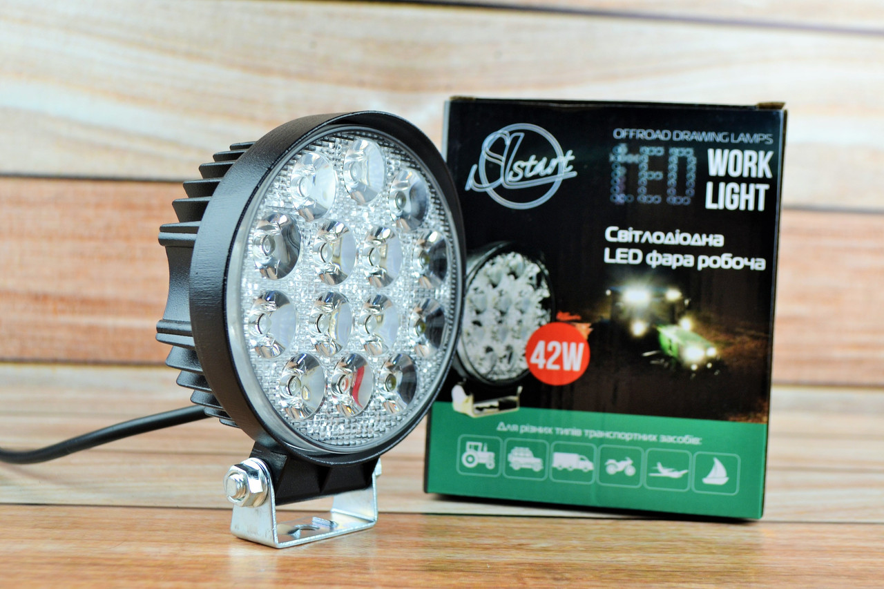 Світлодіодна LED-фара робоча 42W/60° 42 Вт.(3 Вт*14ламп) Широкий промінь (SLstart), фото 1