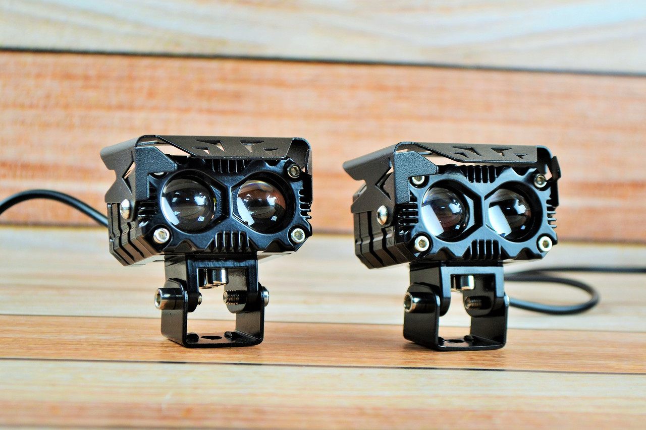 Додаткова світлодіодна LED фара 80Вт два режими світла (Дальній-білий) (Ближній-жовтий) Линзованая, фото 1