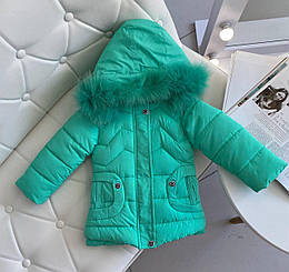 Дитяча подовжена зимова куртка на дівчинку з капюшоном 1703 Harmony, Зелёный, Для девочек, Зима, 80 , 9/12 месяцев