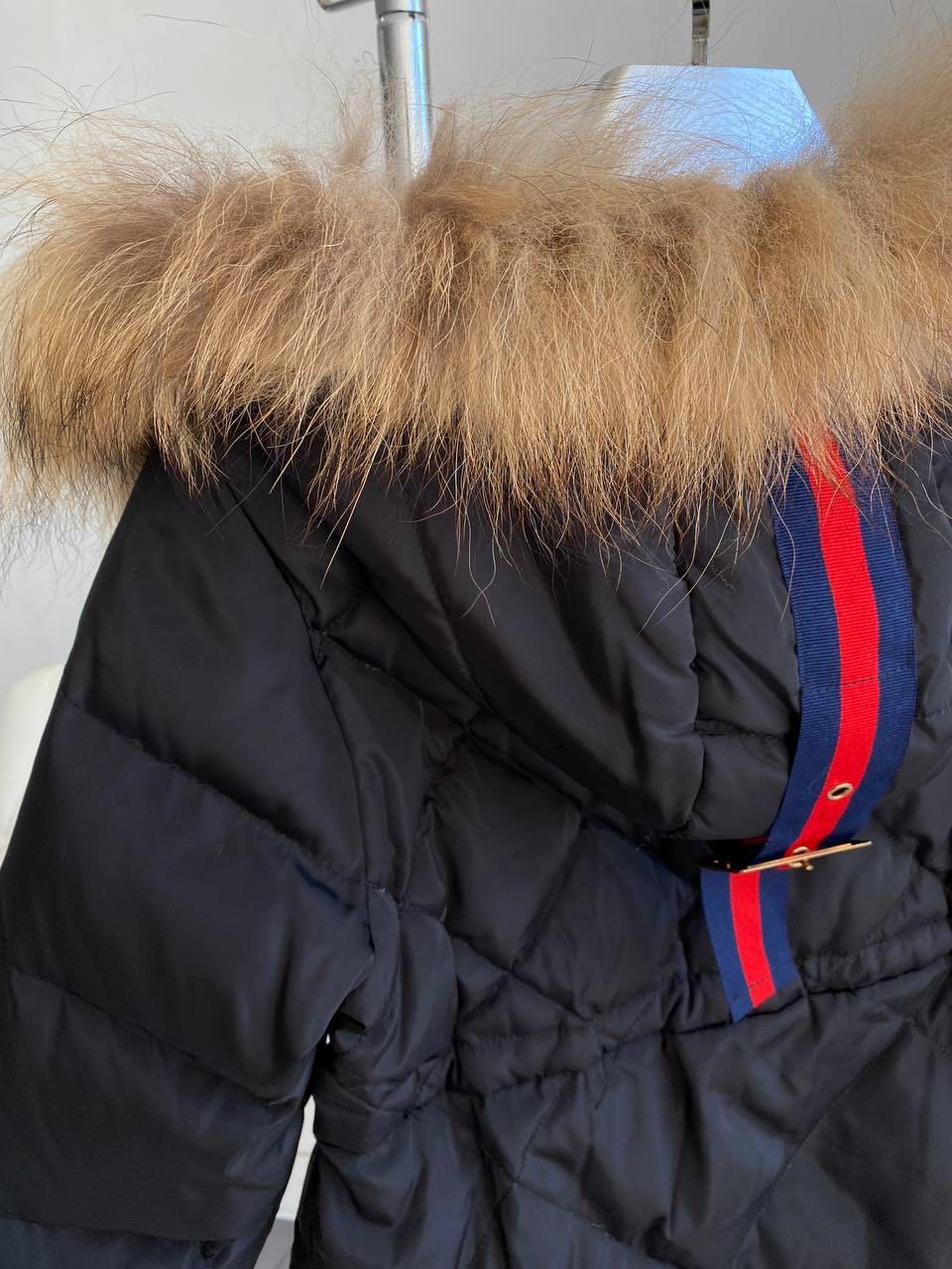 Зимова куртка пальто на дівчинку з хутром Чорна 2801 Dou Dou, Черный, Для девочек, Зима, M
