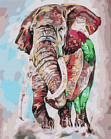 Картина по номерам Радужный слон Картины в цифрах на деревянном подрамнике Животные 40х50 Brushme BS52169