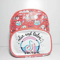 Рюкзак для дівчинки шкірозамінник кораловий тик ток