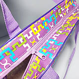 Косметичка жіноча шкірозамінника + сітка з ручками бузкова, фото 4