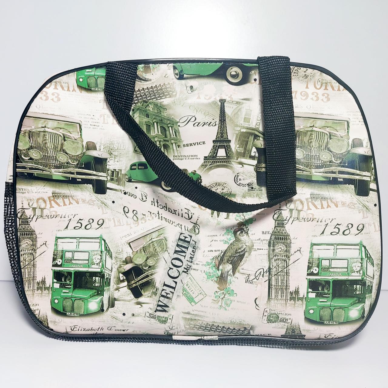 Косметичка жіноча шкірозамінника + сітка з ручками, фото 1