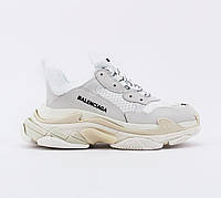 Кроссовки кожаные женские Balenciaga Triple S Cream White Beige 40 размер