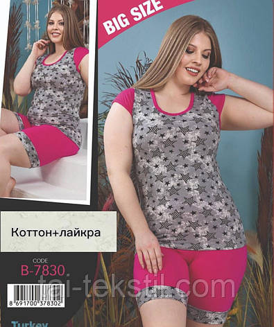 Комплект піжама майка і шорти розміру SIZE PLUS котон з лайкрою колекція 2023, фото 2