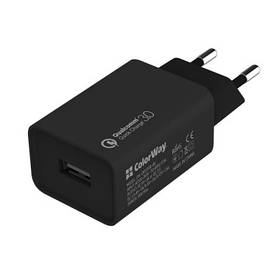 Зарядний пристрій Colorway 1 USB Quick Charge 3.0 (18 W) black (CW-CHS013Q-BK)