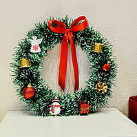 Стильний різдвяний, Новорічний вінок на двері, новорічний декор для дому (28 см)