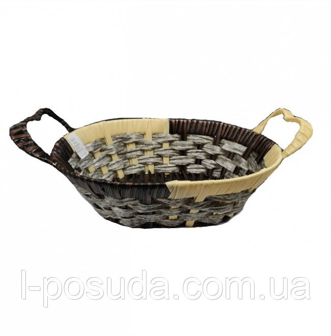 Пластиковий плетений кошик для хліба та фруктів 31х24см з ручками, фото 1