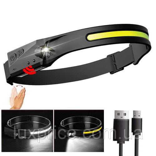 Ліхтар налобний BL-G28+LM+COB, Motion Sensor, Li-Ion акум., ЗП microUSB    Luxprice