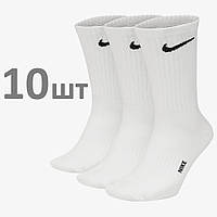 Комплект мужские носки Nike Stay Cool 10 пар 41-45 White белые высокие демисезонные носочки найк Premium