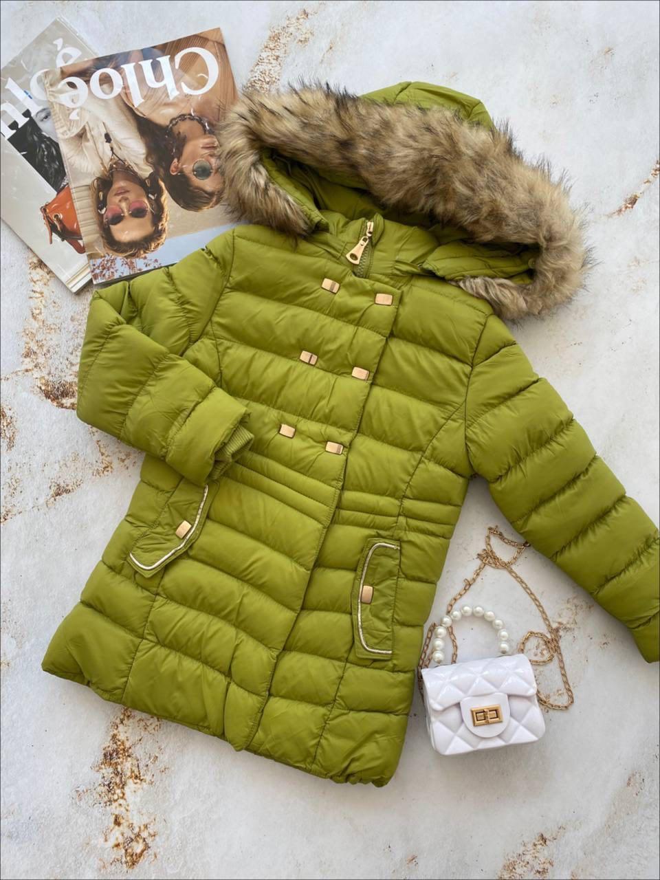 Довга зимова куртка на дівчинку з хутром 4864 Nature, Тёмно-Синий, Для девочек, Осень Зима, 7/8 лет, фото 1