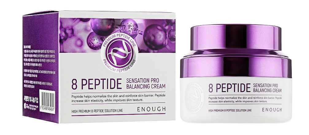 Крем для обличчя Enough 8 Peptide Sensation Pro Balancing Cream антивіковий із пептидами 50 мл, фото 1
