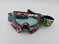 Очки VEMAR с прозрачной линзой цветные красно-бело-чёрные для вело, мотокросса, сноуборда