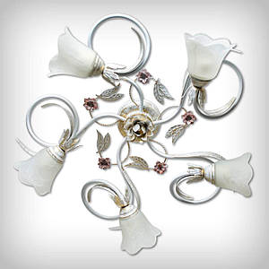 Люстра біла стельова прованс на 5 плафонів для вітальні, великої спальні, кухні Василина/5