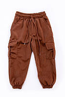 Вельветовые спортивные штаны для девочки 8, коричневый