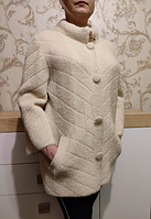 Красивый теплый женский кардиган из альпаки молочного цвета раз. 52-54(2XL) верхняя одежда весна-осень