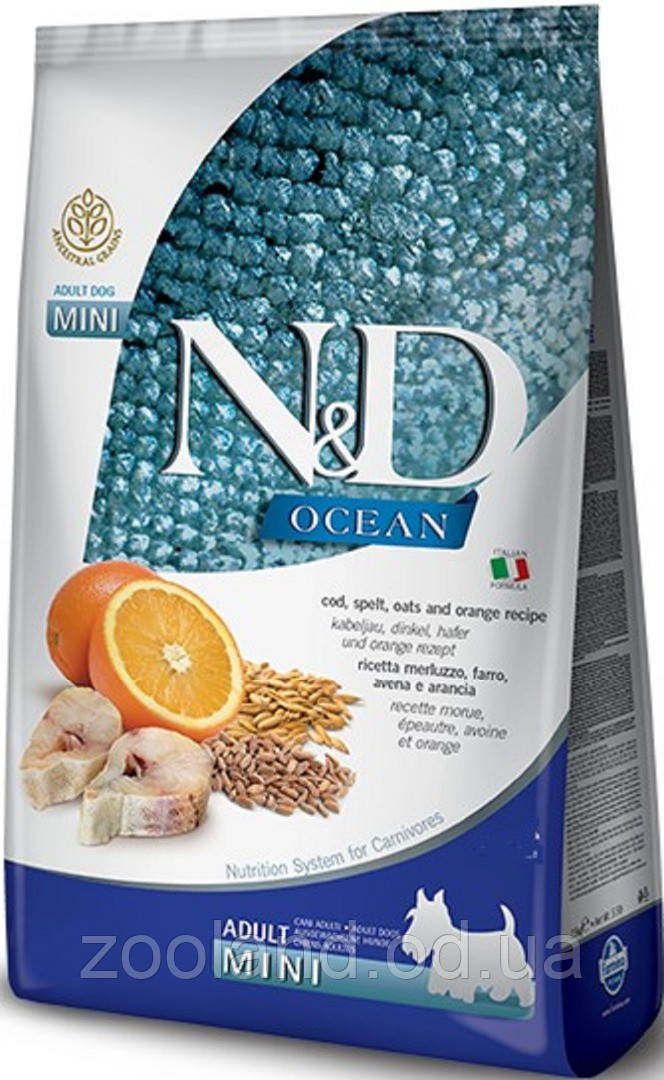 160733 Farmina N&D Ocean LG Adult Mini Треска й апельсини, 2,5 кг