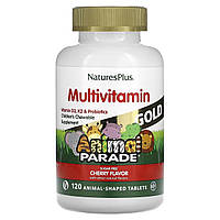 Мультивитамины для Детей, Вкус Вишни, Animal Parade Gold, Natures Plus, 120 жевательных таблеток