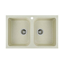 Гранітна мийка для кухні Platinum 7648W TWIN глянець Пісок