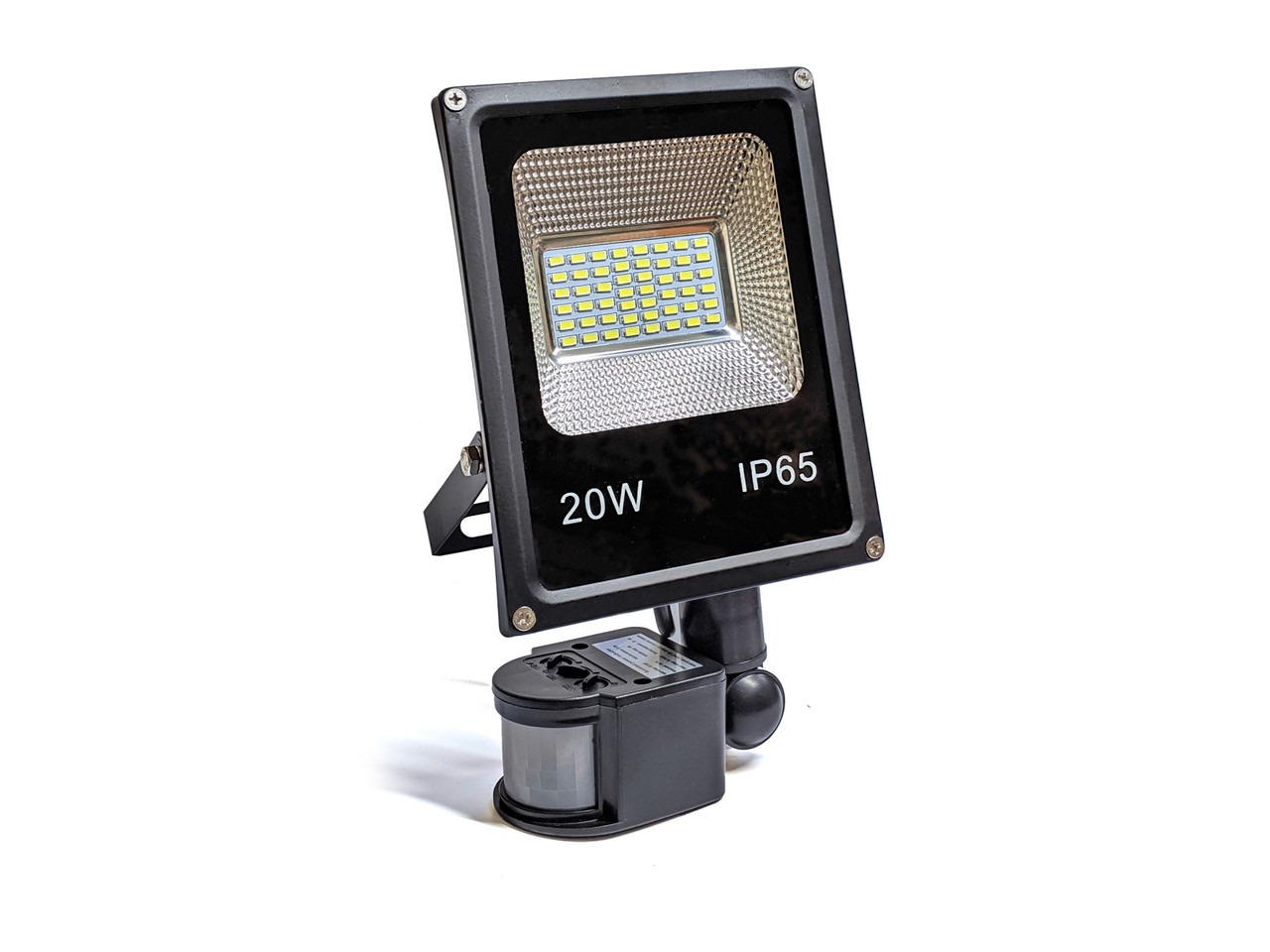LED прожектор вуличний вологозахищений IP65 чорний 20W 48 SMD 5730 холодний білий з датчиком руху, фото 1