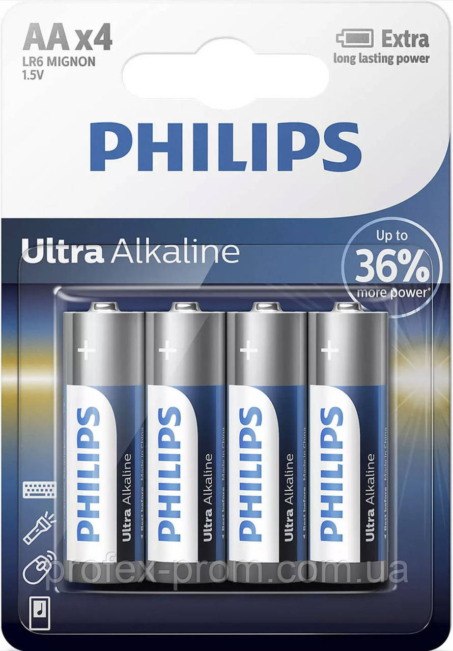 Батарея Philips LR6/AA Ultra Alkaline B4 (блістер) (шт.), фото 1