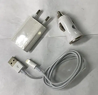 Зарядное устройство сетевое (СЗУ)+автомобильное зарядное устройство+Usb iPhone 5 White