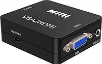 Переходник (adapter) VGA2HDMI Mini VGA - HDMI + 3.5 audio Black