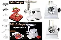 Бытовая электромясорубка, мясорубка Rainberg RB 671 3000Вт, мясорубка с насадками для колбасы Белая