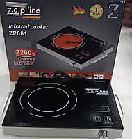 Электрическая плитка для дома и дачи, инфракрасня настольная плита на одну конфорку с Zepline ZP-061 Черный