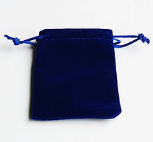 Мішечок для сувенірів із затяжкою, оксамитова тканина, колір синій, розмір 7х9 см