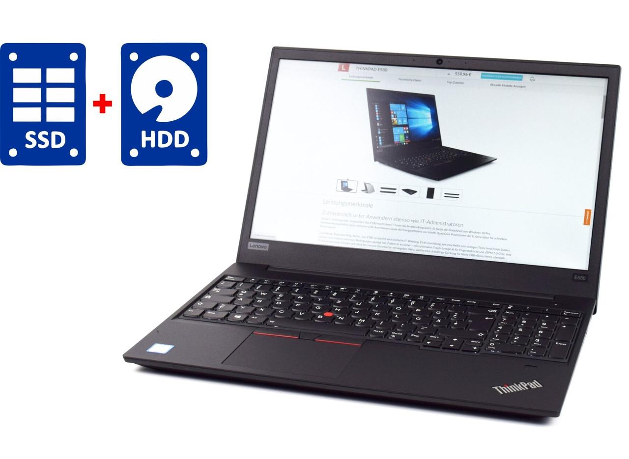 Ноутбук Lenovo ThinkPad E580/ 15.6" (1366x768)/ Core i3-7020U/ 8 GB RAM/ 128 GB SSD + 500 GB HDD/ HD 620