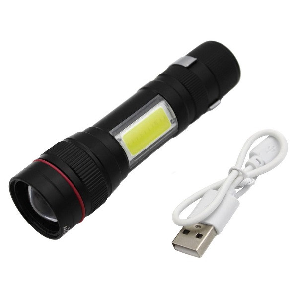 Ліхтар ручний X-Balog BL-520-T6 ХРЕ + COB, ЗУ mircoUSB, вбудований акумулятор, zoom