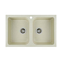 Гранитная мойка для кухни Platinum 7648W TWIN глянец Песок