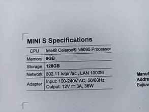 Міні ПК Beelink Mini S 8/128Gb Windows 11 Intel Celeron N5095, фото 2