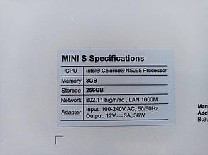 Міні ПК Beelink Mini S 8/256Gb Windows 11 Intel Celeron N5095, фото 4