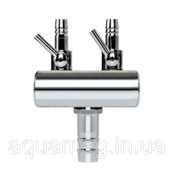 Розподільник повітря SunSun на 2 виходи (вихід 4 мм, підключення 8 мм), нерж. сталь для ставка, водойми, озера, узв