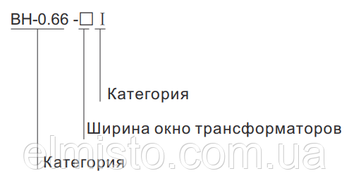 Структура условного обозначения трансформаторов тока BH-0.66