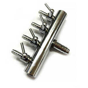 Розподільник повітря SunSun на 4 виходи (вихід 4 мм, підключення 8 мм), нерж. сталь для ставка, водойми, озера, узв