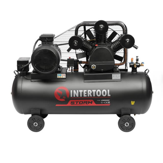 Компресор 300 л, 11 кВт, 380 В, 8 атм, 1600 л/хв. 3 циліндра INTERTOOL PT-0050