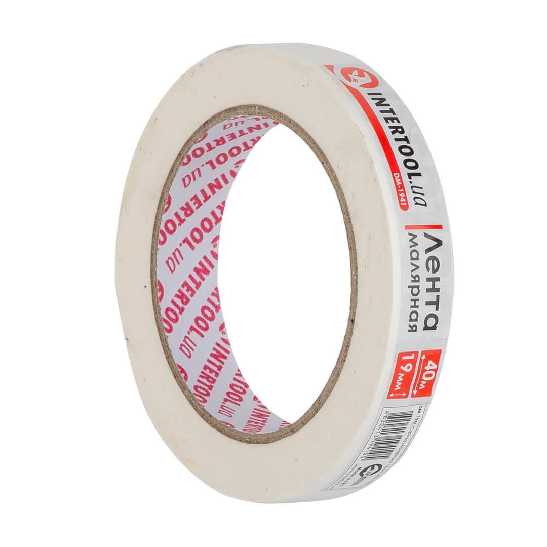 Лента малярная 19мм, 40м, белая INTERTOOL DM-1941, фото 1
